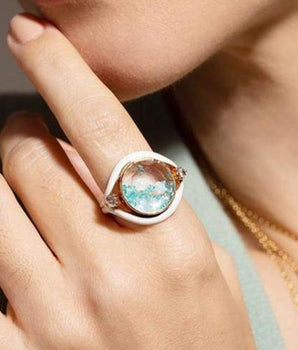 Paraiba Evil Eye Shaker Ring Rings - Moritz Glik Paraiba Paraibas Enamel