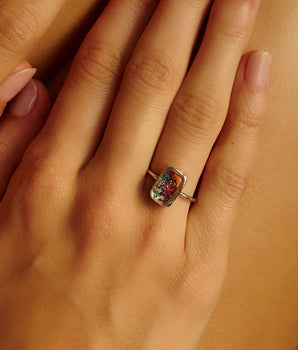 Ten Fourteen Ring Petite Confetti Rings - Moritz Glik Paraíba Tourmaline Ruby diamonds
