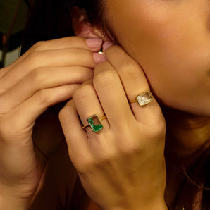 Ten Fourteen Ring Petite Emerald Rings - Moritz Glik Ready to Ship emeralds