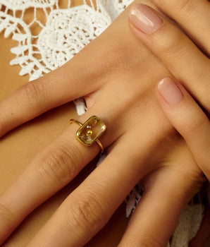 Ten Fourteen Ring Petite Yellow Rings - Moritz Glik Ready to Ship Yellow Rose Cut diamonds
