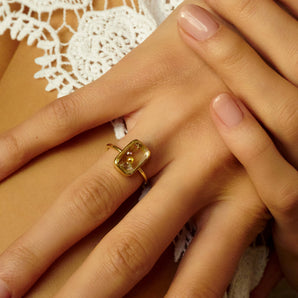 Ten Fourteen Ring Petite Yellow Rings - Moritz Glik Ready to Ship Yellow Rose Cut diamonds