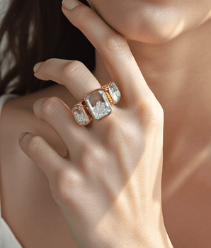 Ten Fourteen Triple Stack Rings - Moritz Glik diamonds Ready to Ship black diamond