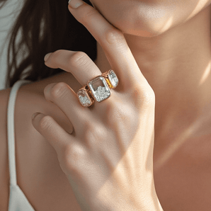 Ten Fourteen Triple Stack Rings - Moritz Glik diamonds Ready to Ship black diamond