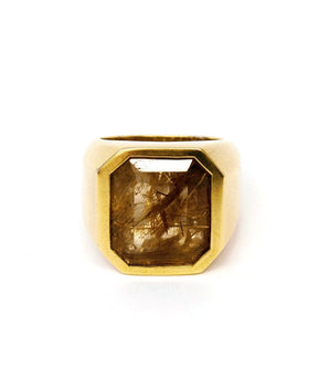 18k Gold and Rutilated Quartz Ring Rings - Moritz Glik Ready to Ship rutilated quartz Archived