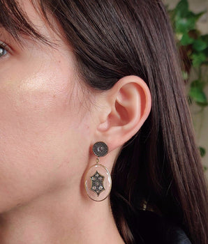 18k Gold and Sterling Earrings with Rose Cut Diamonds Earrings - Moritz Glik diamonds Ready to Ship Archived