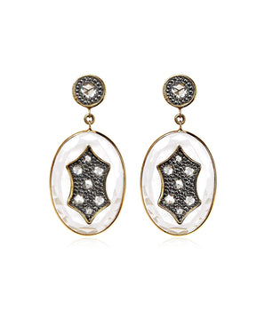 18k Gold and Sterling Earrings with Rose Cut Diamonds Earrings - Moritz Glik diamonds Ready to Ship Archived