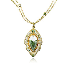 Load image into Gallery viewer, 18k Gold Necklace with Green and White Diamonds Necklaces - Moritz Glik diamonds Ready to Ship Archived
