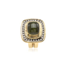 Load image into Gallery viewer, 18k Gold Ring With Diamonds and Cat&#39;s Eye Tourmaline Rings - Moritz Glik diamonds Ready to Ship Archived
