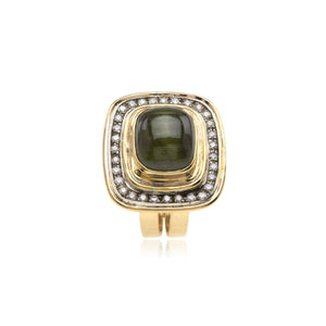 18k Gold Ring With Diamonds and Cat's Eye Tourmaline Rings - Moritz Glik diamonds Ready to Ship Archived
