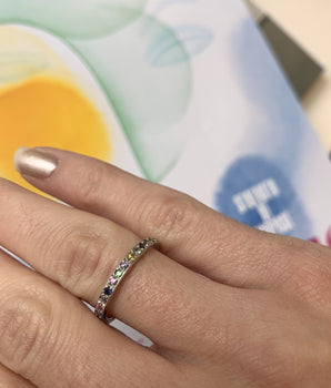 18k White Gold Band With Color Sapphires Rings - Moritz Glik Black Friday Sale Archived