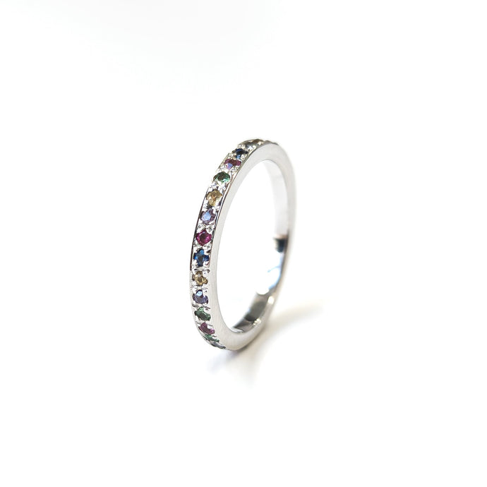 18k White Gold Band With Color Sapphires Rings - Moritz Glik Black Friday Ready to Ship Archived