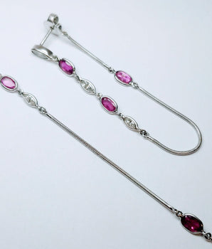 18k White Gold Snake Chain Earrings with Diamonds and Rubies Earrings - Moritz Glik Ready to Ship rubies Archived