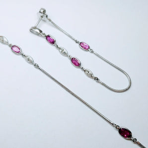 18k White Gold Snake Chain Earrings with Diamonds and Rubies Earrings - Moritz Glik Ready to Ship rubies Archived
