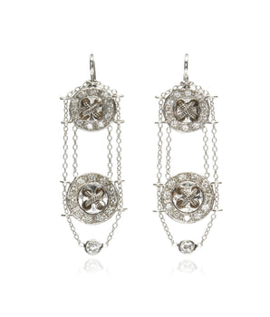 18k White Gold Snake Knot Earrings With Diamonds Earrings - Moritz Glik diamonds Ready to Ship Archived