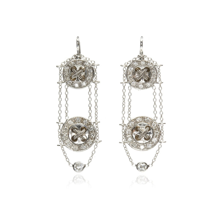 18k White Gold Snake Knot Earrings With Diamonds Earrings - Moritz Glik diamonds Ready to Ship Archived