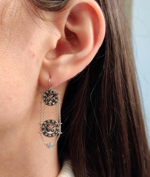 18k White Gold Snake Knot Earrings With Diamonds Earrings - Moritz Glik diamonds Ready to Ship Archived