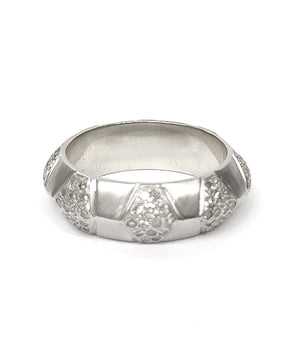 22K White Gold and Diamonds Hexagon Band Rings - Moritz Glik Ready to Ship Sale Archived