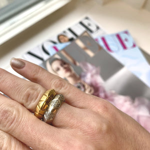 22K White Gold and Diamonds Hexagon Band Rings - Moritz Glik Ready to Ship Sale Archived