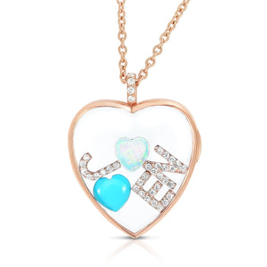 3 Initials Heart Locket Necklaces - Moritz Glik Heart Lockets diamonds