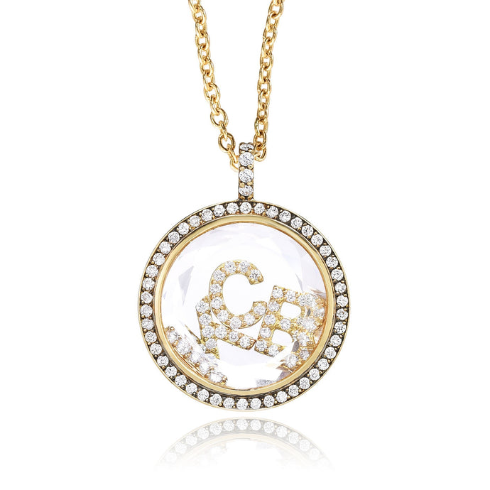 3 Initials Pave Locket Necklaces - Moritz Glik diamonds Lockets Customize Yours