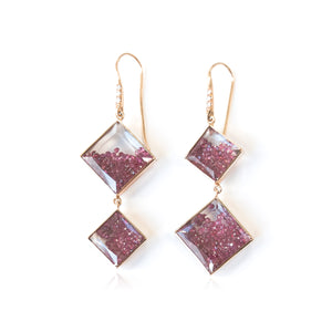 Double Square Ruby Earrings