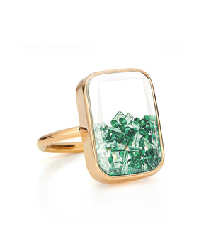 Moritz Glik Ten Fourteen Emerald Kaleidoscope Shaker Ring in 18 karat gold
