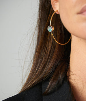 Aro 50 Emerald Hoops Earrings - Moritz Glik emeralds Hoops Apura
