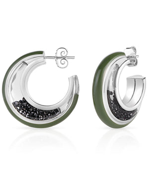 Artemis Enamel Earrings Black Diamonds Earrings - Moritz Glik Enamel Roda black diamond