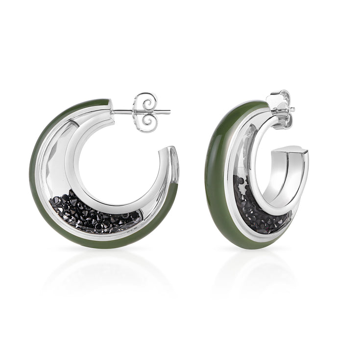 Artemis Enamel Earrings Black Diamonds Earrings - Moritz Glik Enamel Roda black diamond