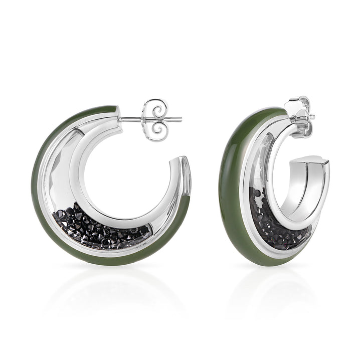 Artemis Enamel Earrings Black Diamonds Earrings - Moritz Glik Enamel Roda black diamond