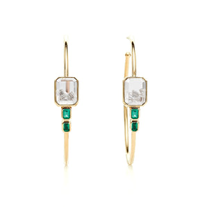 Bala Emerald Hoops Earrings - Moritz Glik diamonds emeralds Apura