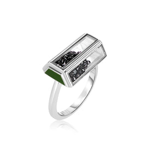 Bau Enamel Ring Black Ring - Moritz Glik Enamel black diamond