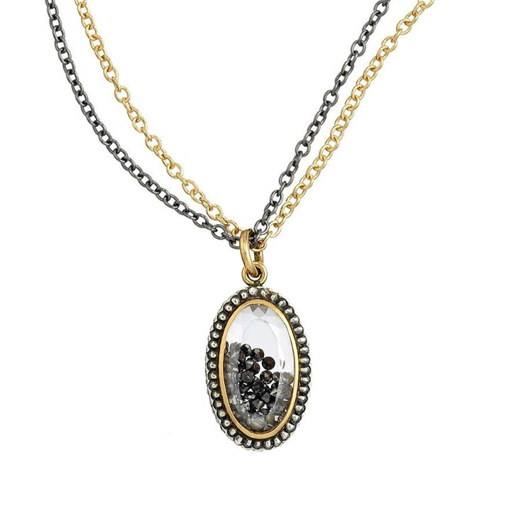 Black Diamond Oval Pendant Necklace - Moritz Glik Archived