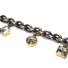 Load image into Gallery viewer, Blackened Silver Bracelet w/ Gold Shaker Charms Bracelets - Moritz Glik Black Friday diamonds Archived

