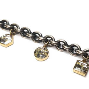 Blackened Silver Bracelet w/ Gold Shaker Charms Bracelets - Moritz Glik Black Friday diamonds Archived