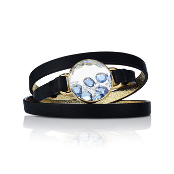 Blue Sapphire Leather Bracelet Bracelets - Moritz Glik Kaleidoscope Colors Leather diamonds