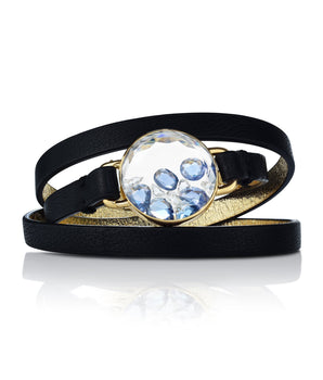 Blue Sapphire Leather Bracelet Bracelets - Moritz Glik Kaleidoscope Colors Leather diamonds