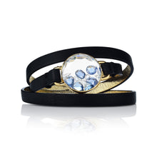 Load image into Gallery viewer, Blue Sapphire Leather Bracelet Bracelets - Moritz Glik Kaleidoscope Colors Leather diamonds
