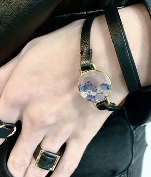 Blue Sapphire Leather Bracelet Bracelets - Moritz Glik Kaleidoscope Colors Leather diamonds