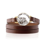 Champagne Leather Bracelet Bracelets - Moritz Glik Leather diamonds