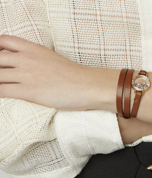 Champagne Leather Bracelet Bracelets - Moritz Glik Leather diamonds