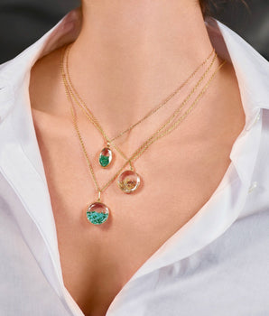 Core Oval Emerald Pendant Necklaces - Moritz Glik emeralds Kaleidoscope Colors Core