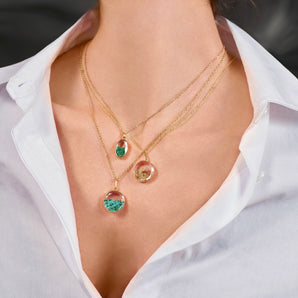 Core Oval Emerald Pendant Necklaces - Moritz Glik emeralds Kaleidoscope Colors Core