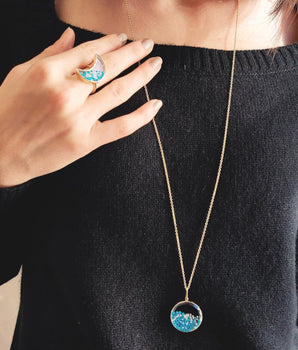 Crescent Turquoise Shaker Ring Rings - Moritz Glik Celestial diamonds Apollo