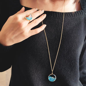 Crescent Turquoise Shaker Ring Rings - Moritz Glik Celestial diamonds Apollo