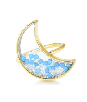 Crescent Turquoise Shaker Ring Rings - Moritz Glik Celestial diamonds Apollo