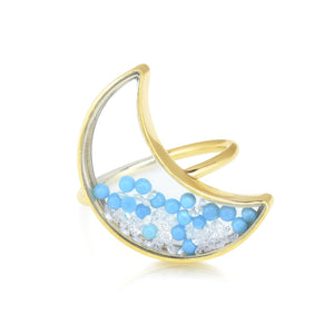Crescent Turquoise Shaker Ring Rings - Moritz Glik Celestial diamonds Apollo