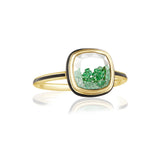 Cushion Enamel Shaker Ring Emerald Rings - Moritz Glik Enamel Muda emeralds