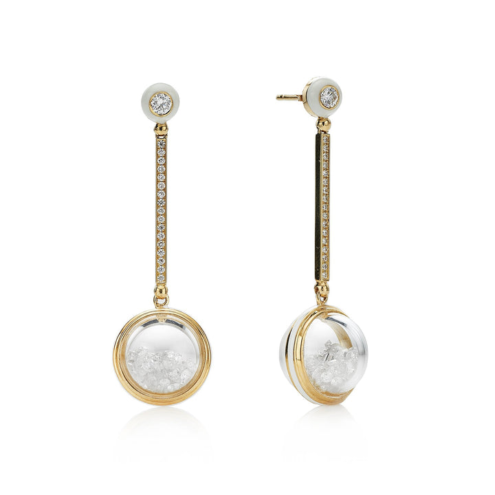 Diamond Globe Shaker Earrings Earrings - Moritz Glik Muda Valentines diamonds