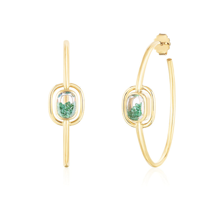Elo 40 Emerald Hoops Earrings - Moritz Glik emeralds Hoops Elos